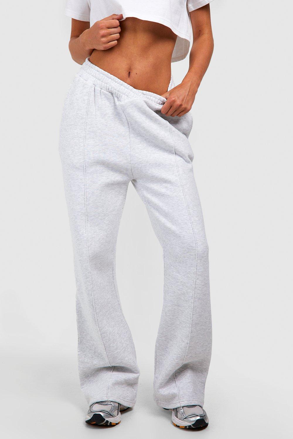 Ash Grey V Waistband Straight Leg Jogger boohoo UK
